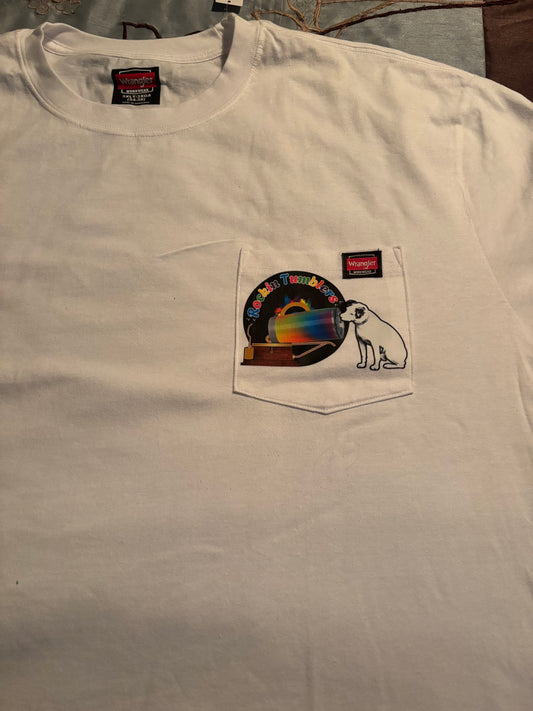 Rockin Tumblers t shirt pocket and back